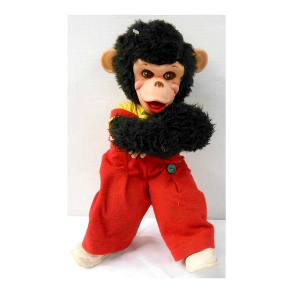 Plush Monkey Decor with Red Overalls - Picture 6 of 9